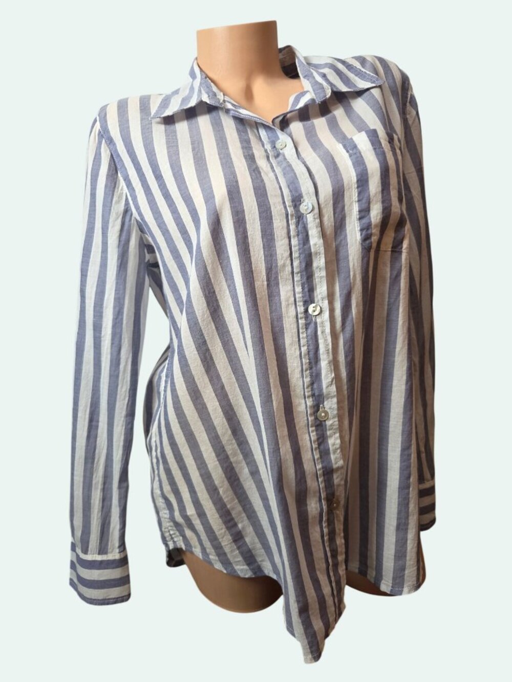 Striped Button-Down Shirt By Lola River - Coastal Grandma, Hampton's Style, (Med - Picture 8 of 12